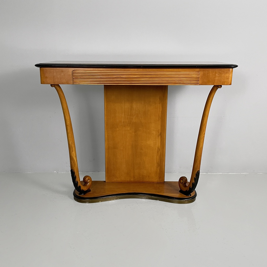 Consolle in legno e vetro, 1930 ca. 