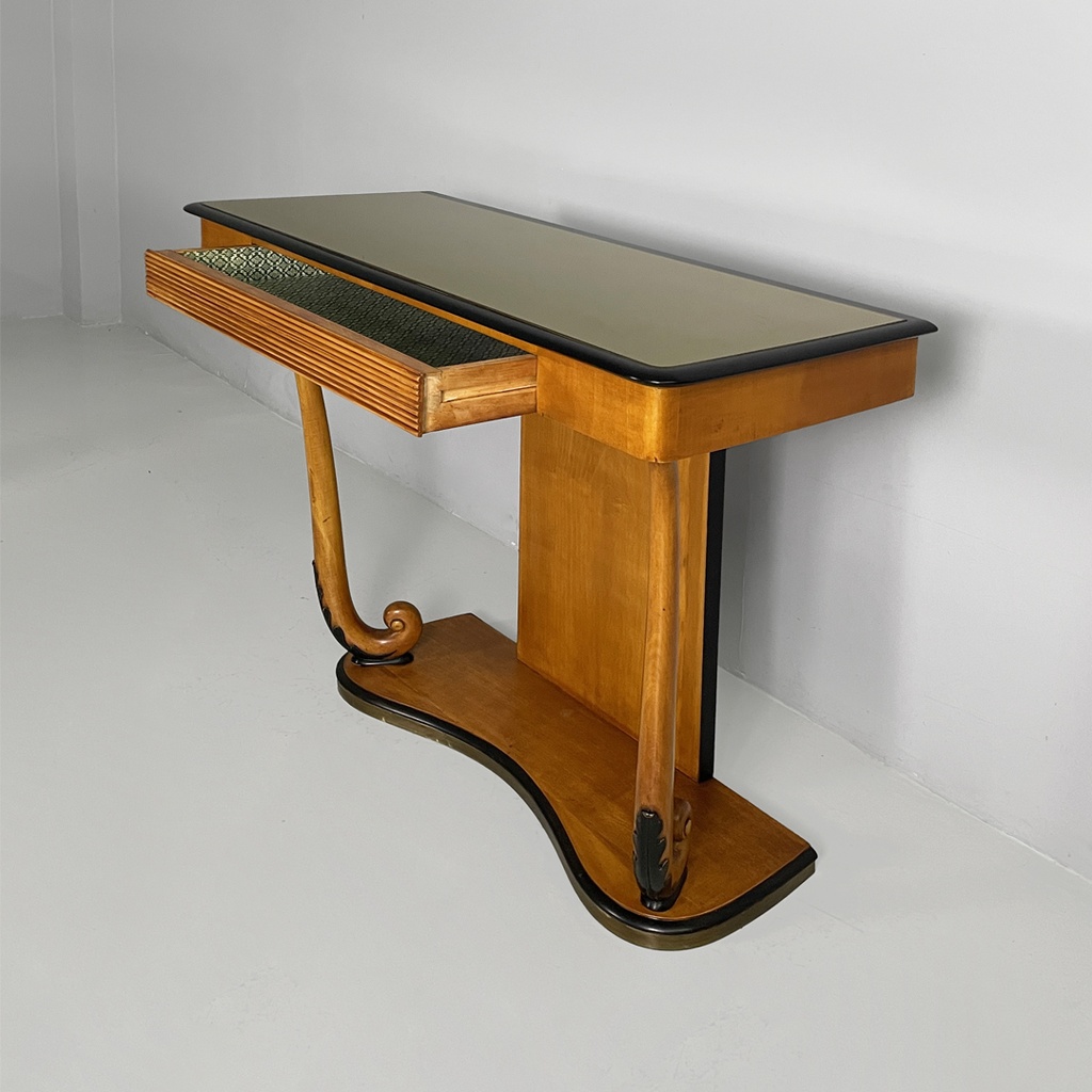 Consolle in legno e vetro, 1930 ca. 