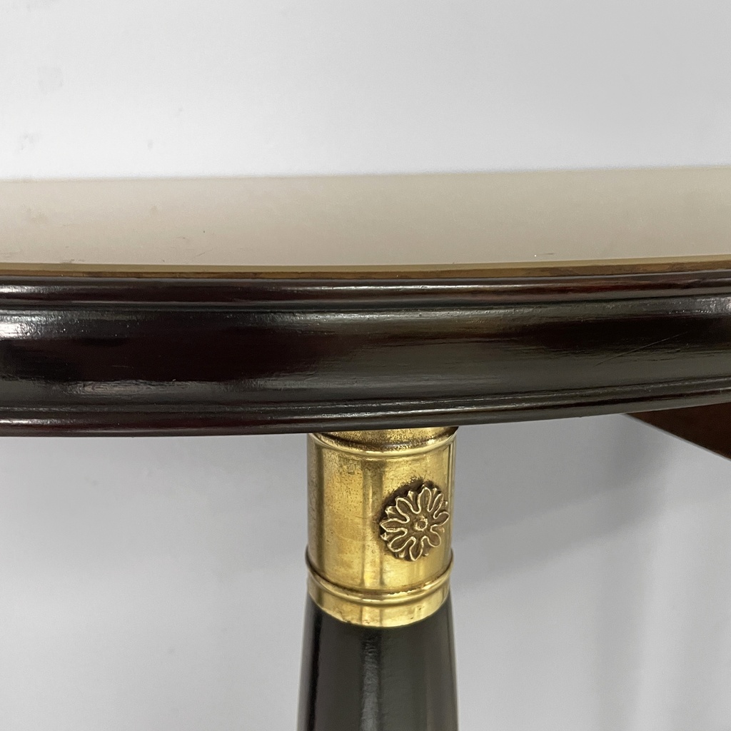 Consolle da parete in legno, ottone e vetro, 1940 ca.