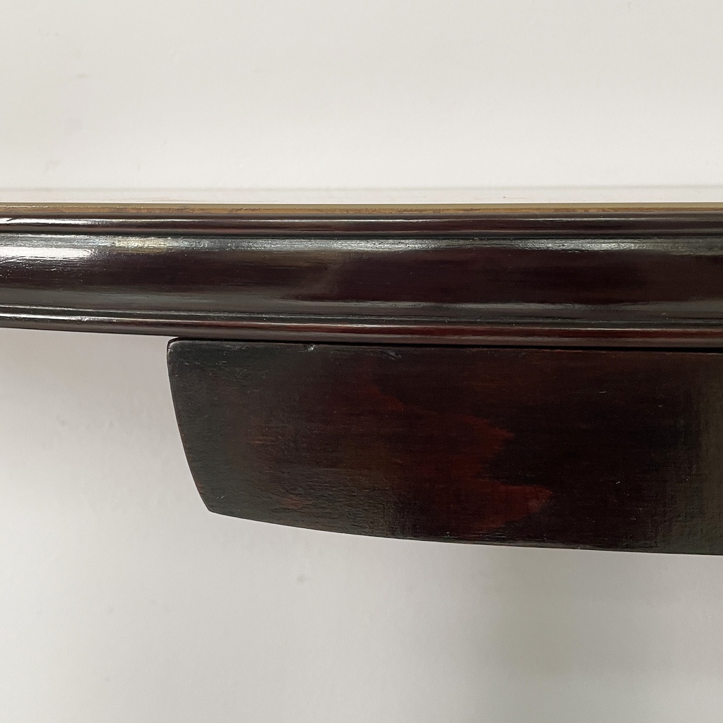 Consolle da parete in legno, ottone e vetro, 1940 ca.