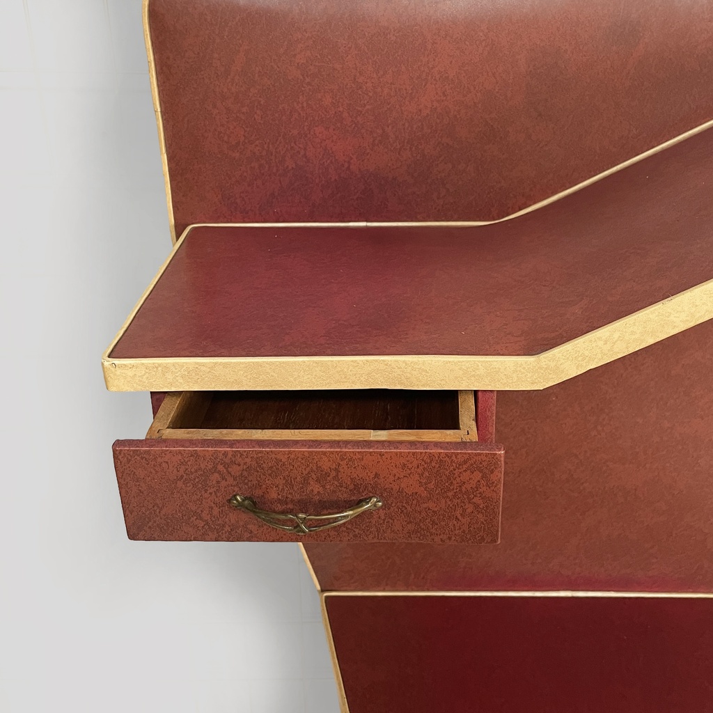 Consolle da parete in sky bordeaux e beige, 1950 ca.