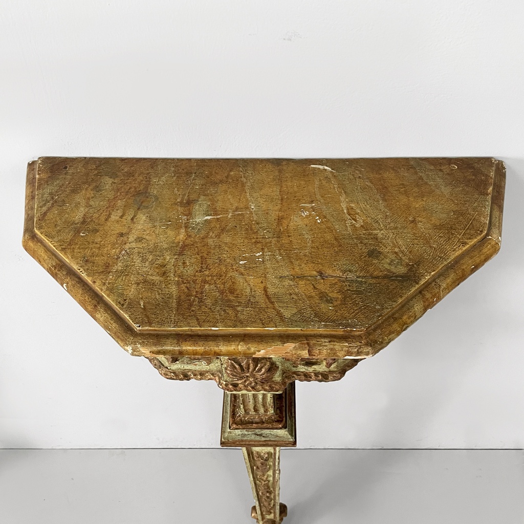 Consolle in legno verde e dorato, 1700 ca.