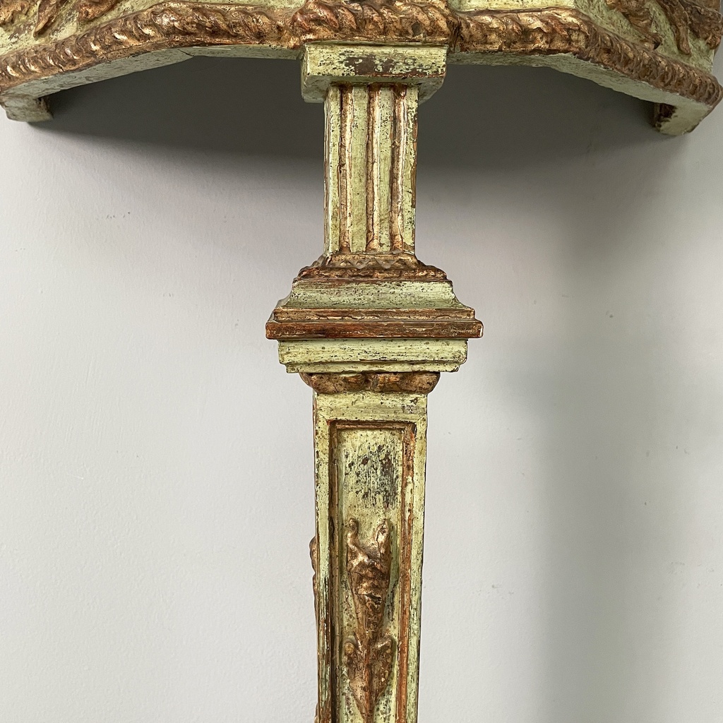 Consolle in legno verde e dorato, 1700 ca.