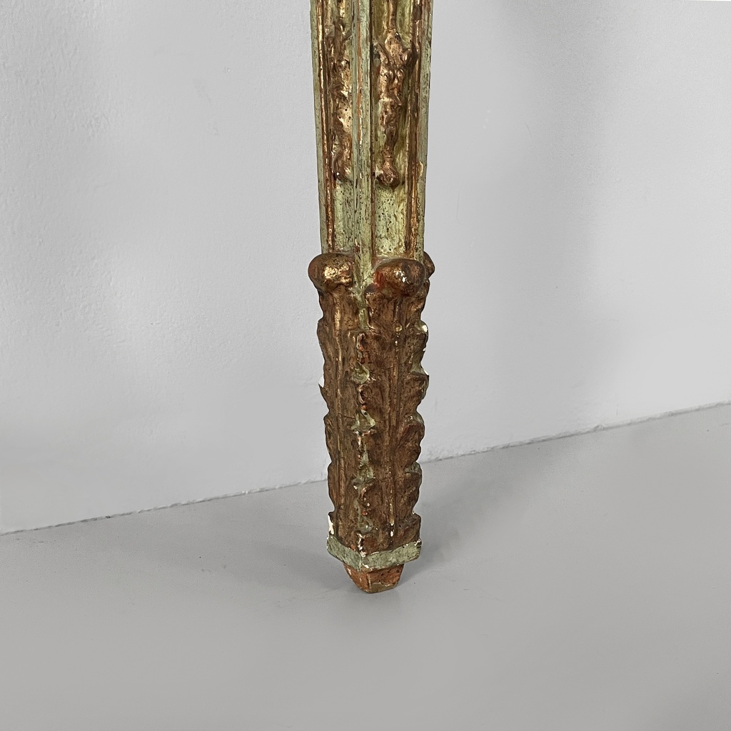 Consolle in legno verde e dorato, 1700 ca.