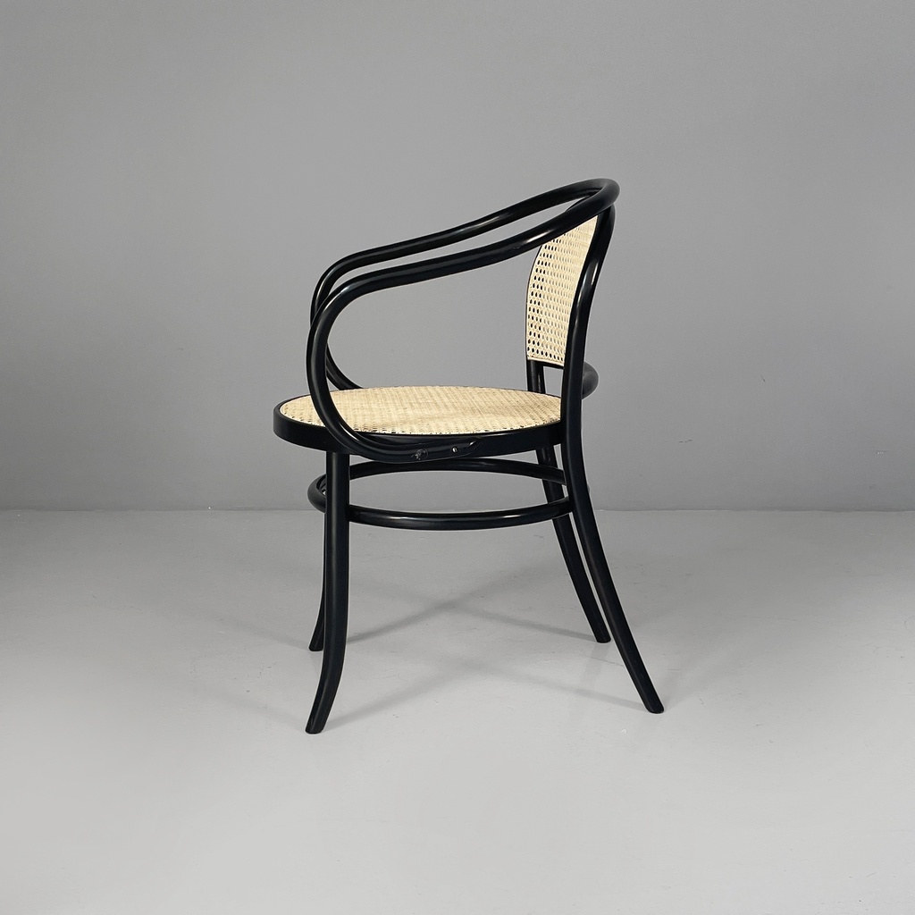 Sedie in paglia e legno nero, 1970 ca.