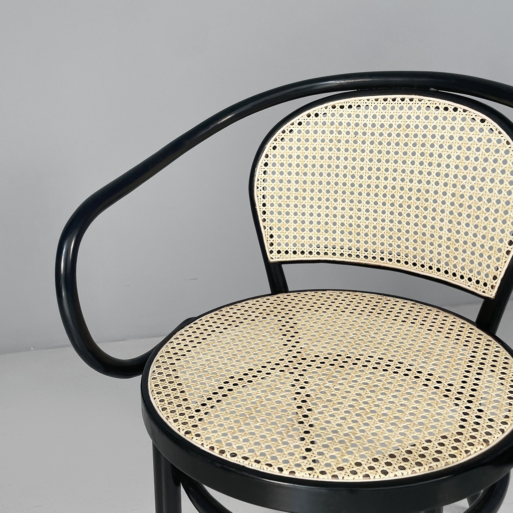 Sedie in paglia e legno nero, 1970 ca.