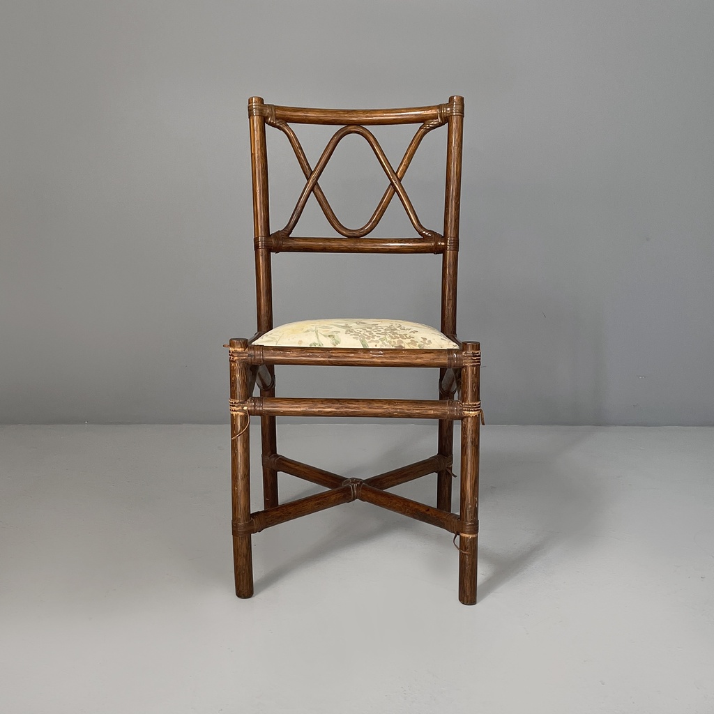 Sedia in rattan e tessuto, inizio 1900 ca.