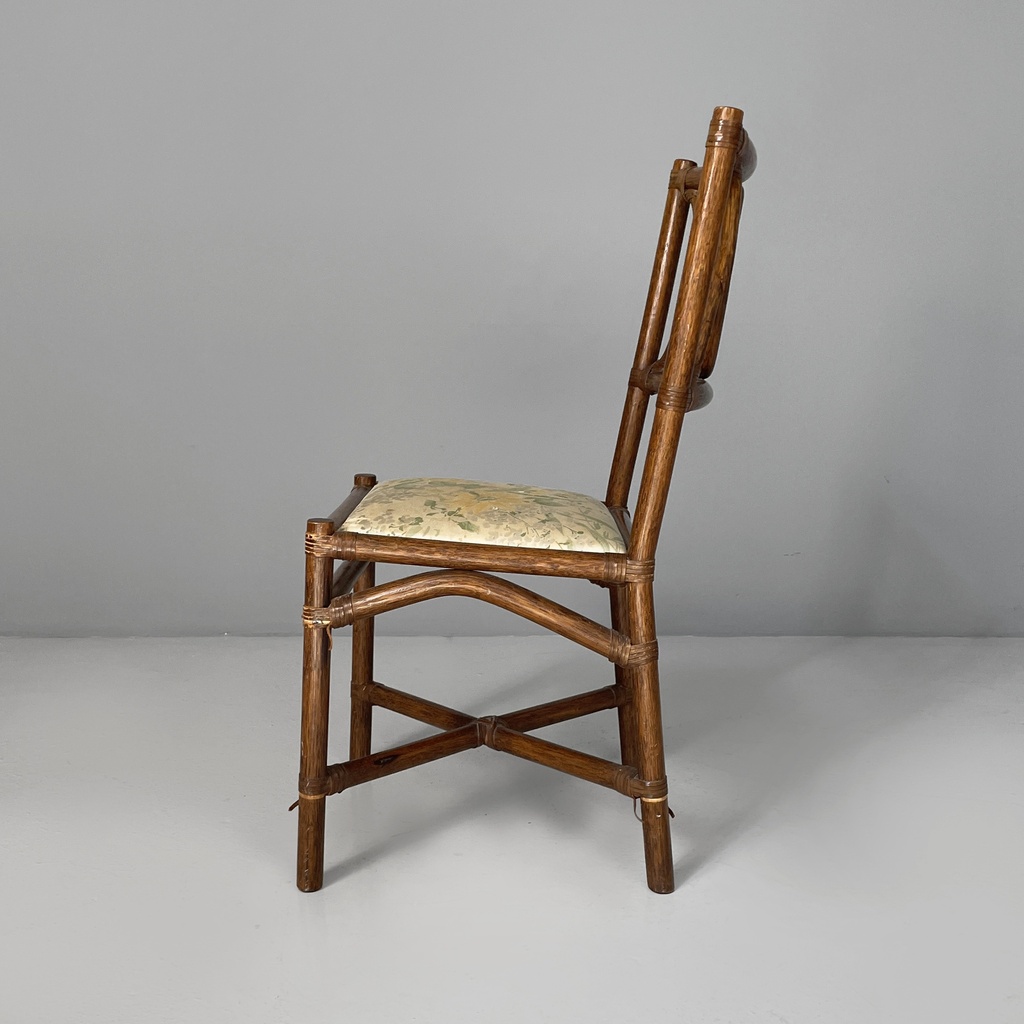 Sedia in rattan e tessuto, inizio 1900 ca.