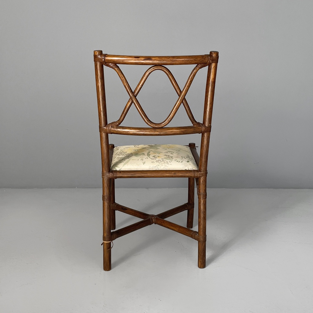 Sedia in rattan e tessuto, inizio 1900 ca.