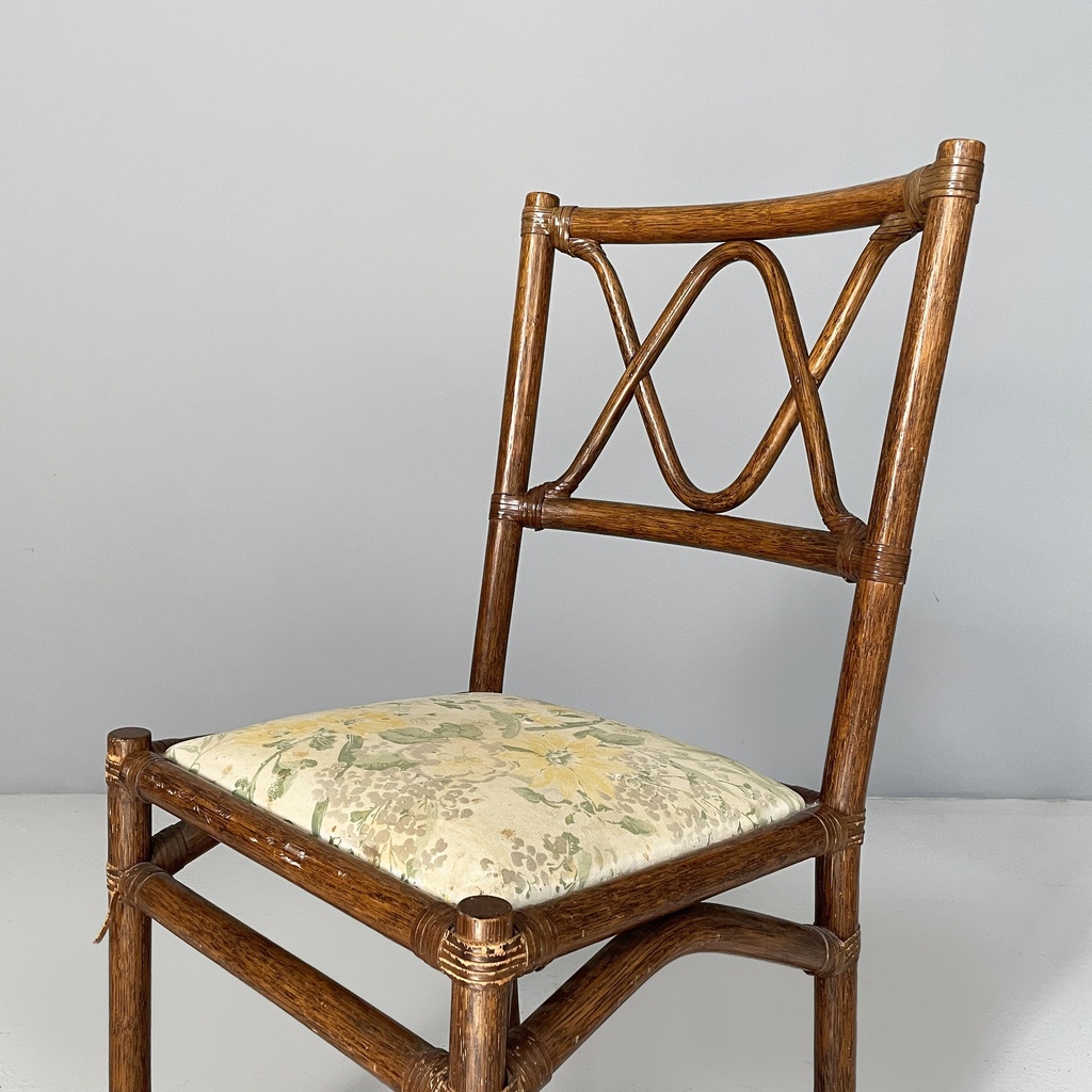 Sedia in rattan e tessuto, inizio 1900 ca.