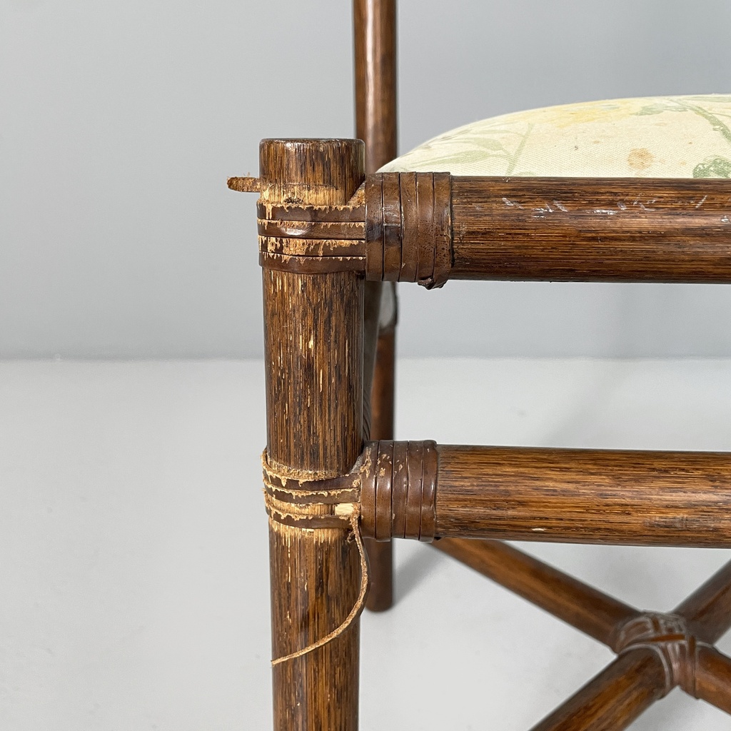 Sedia in rattan e tessuto, inizio 1900 ca.