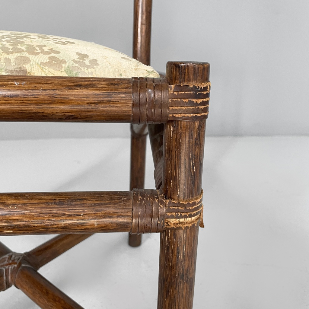 Sedia in rattan e tessuto, inizio 1900 ca.