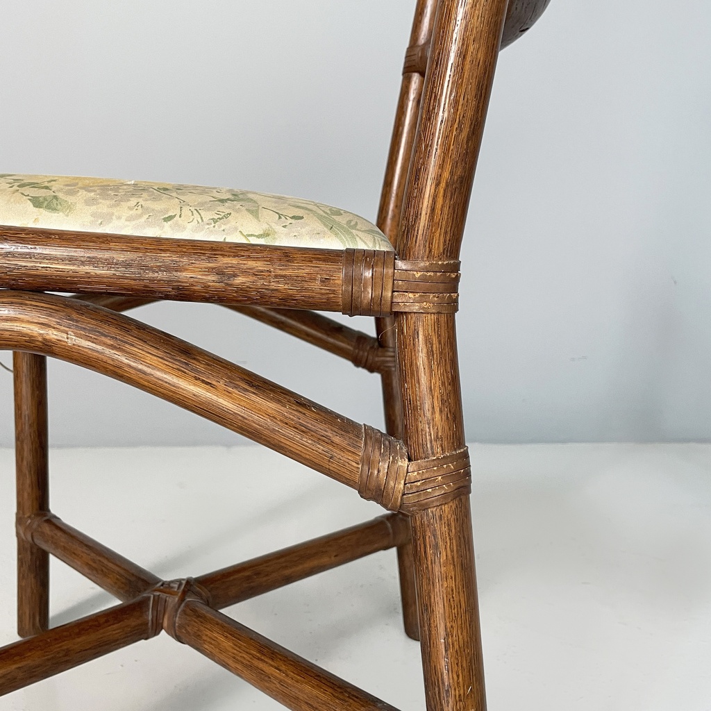Sedia in rattan e tessuto, inizio 1900 ca.