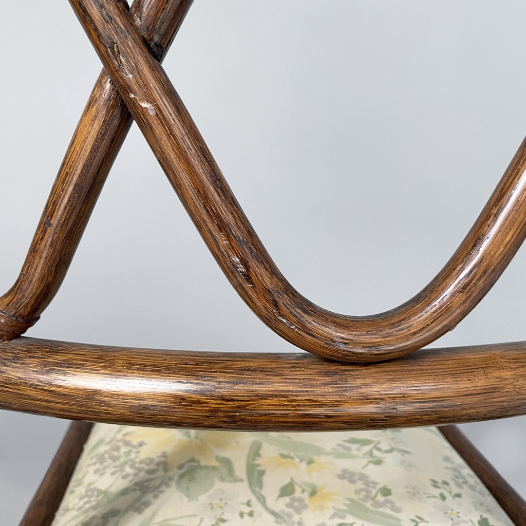Sedia in rattan e tessuto, inizio 1900 ca.