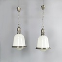 Lampadari in vetro opalino e metallo, 1960 ca.