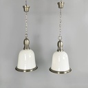 Lampadari in vetro opalino e metallo, 1960 ca.