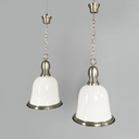 Lampadari in vetro opalino e metallo, 1960 ca.