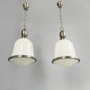 Lampadari in vetro opalino e metallo, 1960 ca.