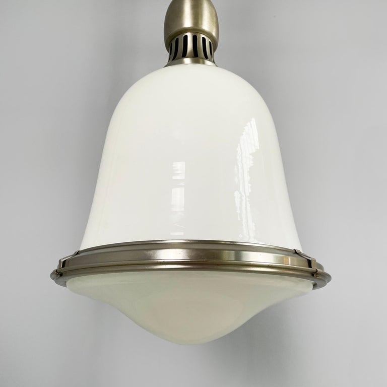 Lampadari in vetro opalino e metallo, 1960 ca.