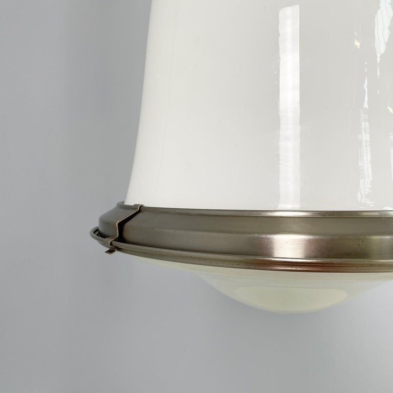 Lampadari in vetro opalino e metallo, 1960 ca.