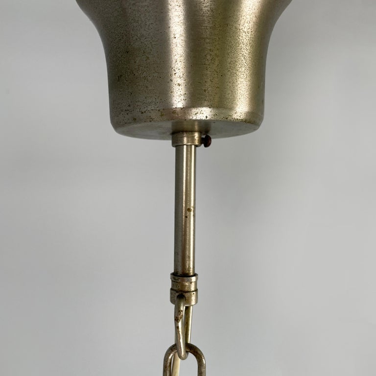 Lampadari in vetro opalino e metallo, 1960 ca.
