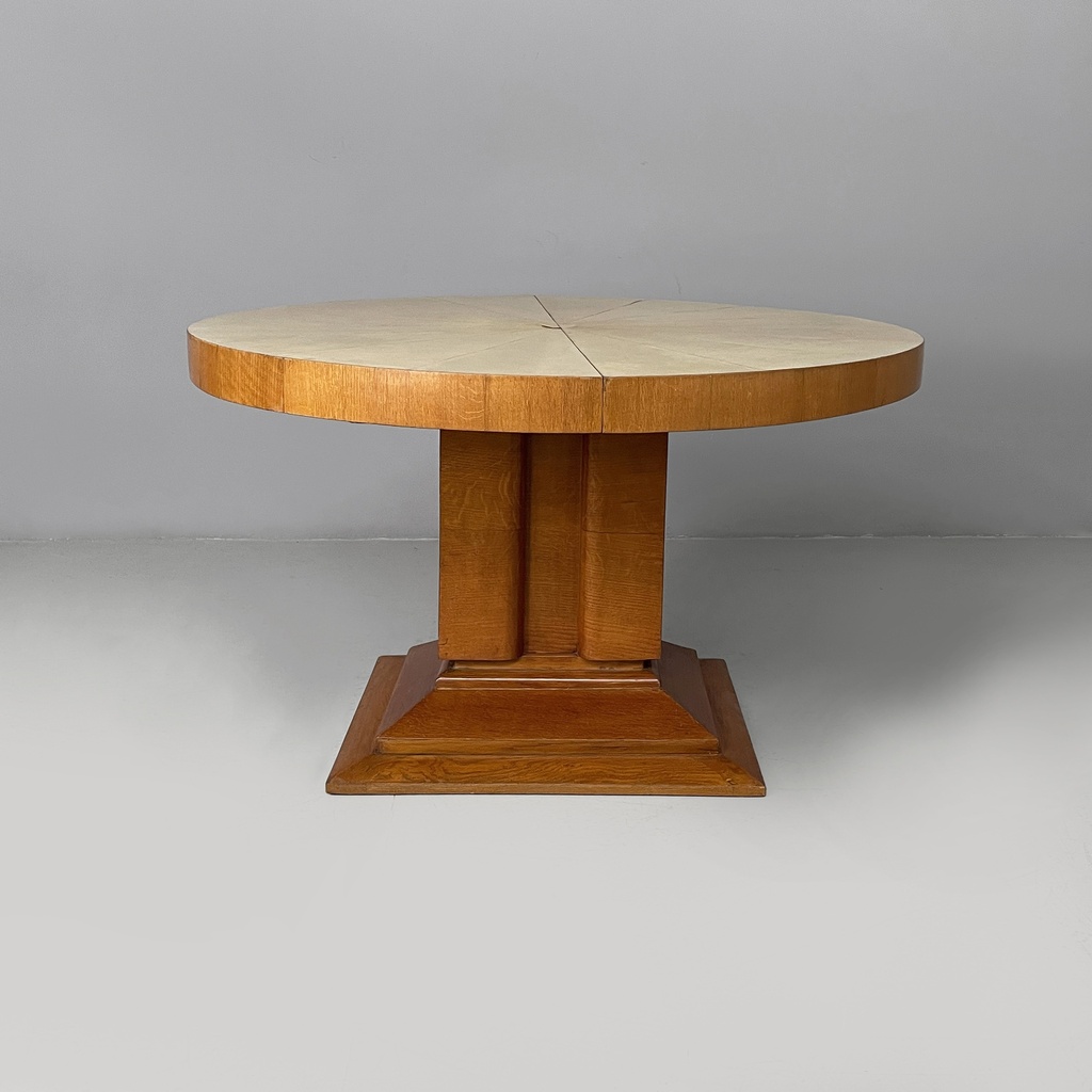Tavolo da pranzo in legno e pergamena, 1930 ca.