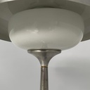 Lampada da tavolo in alluminio e vetro opalino, 1940 ca. 