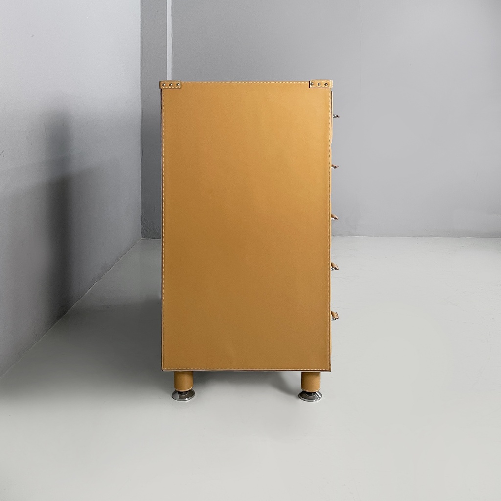 Cassettiera in pelle beige, 2000 ca.