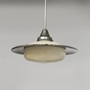 Lampadario in vetro opalino e metallo, 1930 ca.