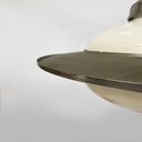 Lampadario in vetro opalino e metallo, 1930 ca.