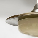Lampadario in vetro opalino e metallo, 1930 ca.