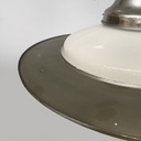 Lampadario in vetro opalino e metallo, 1930 ca.