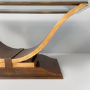 Tavolo da pranzo in vetro e legno, 1930 ca.