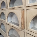 Cassettiera in legno e vetro, 1930 ca.