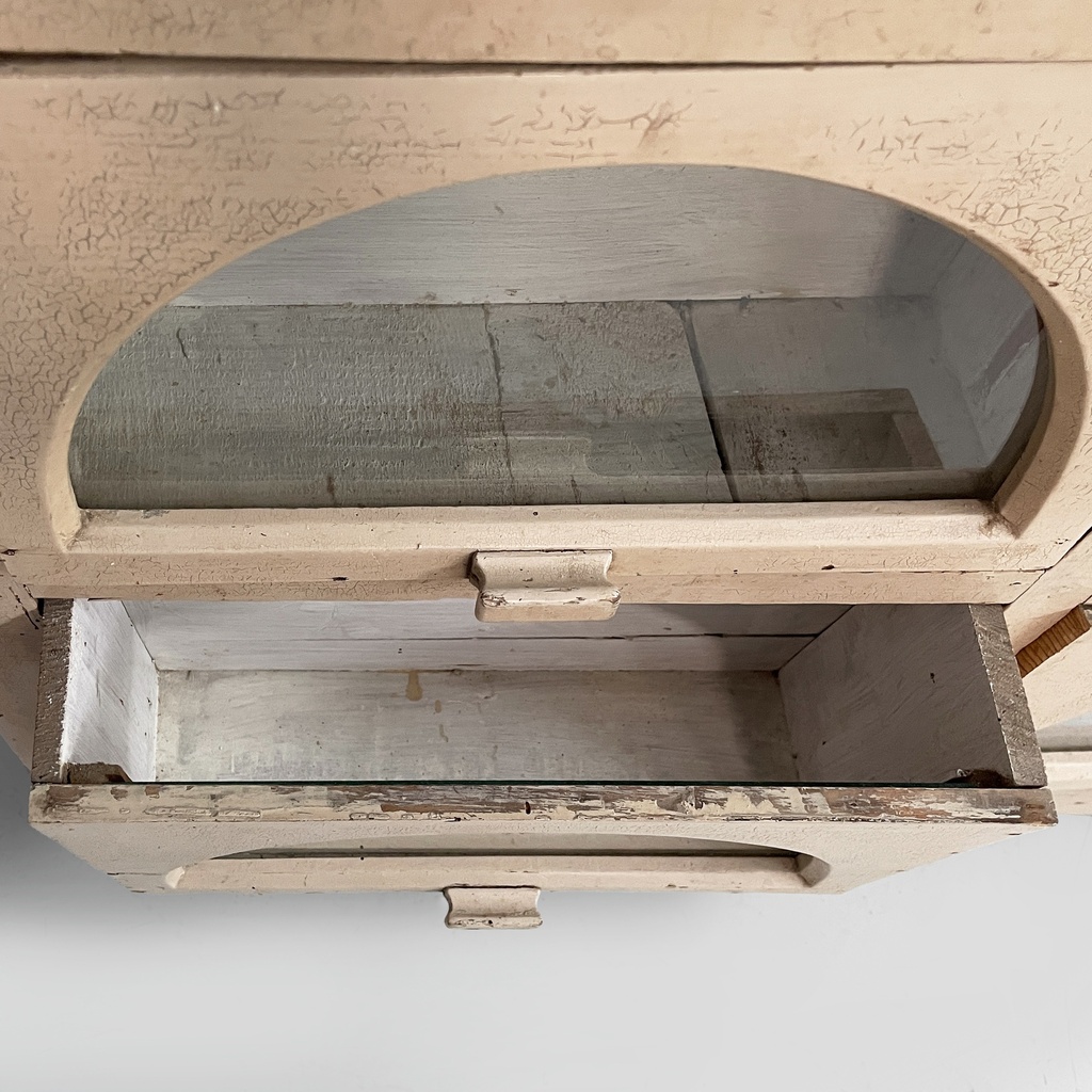 Cassettiera in legno e vetro, 1930 ca.