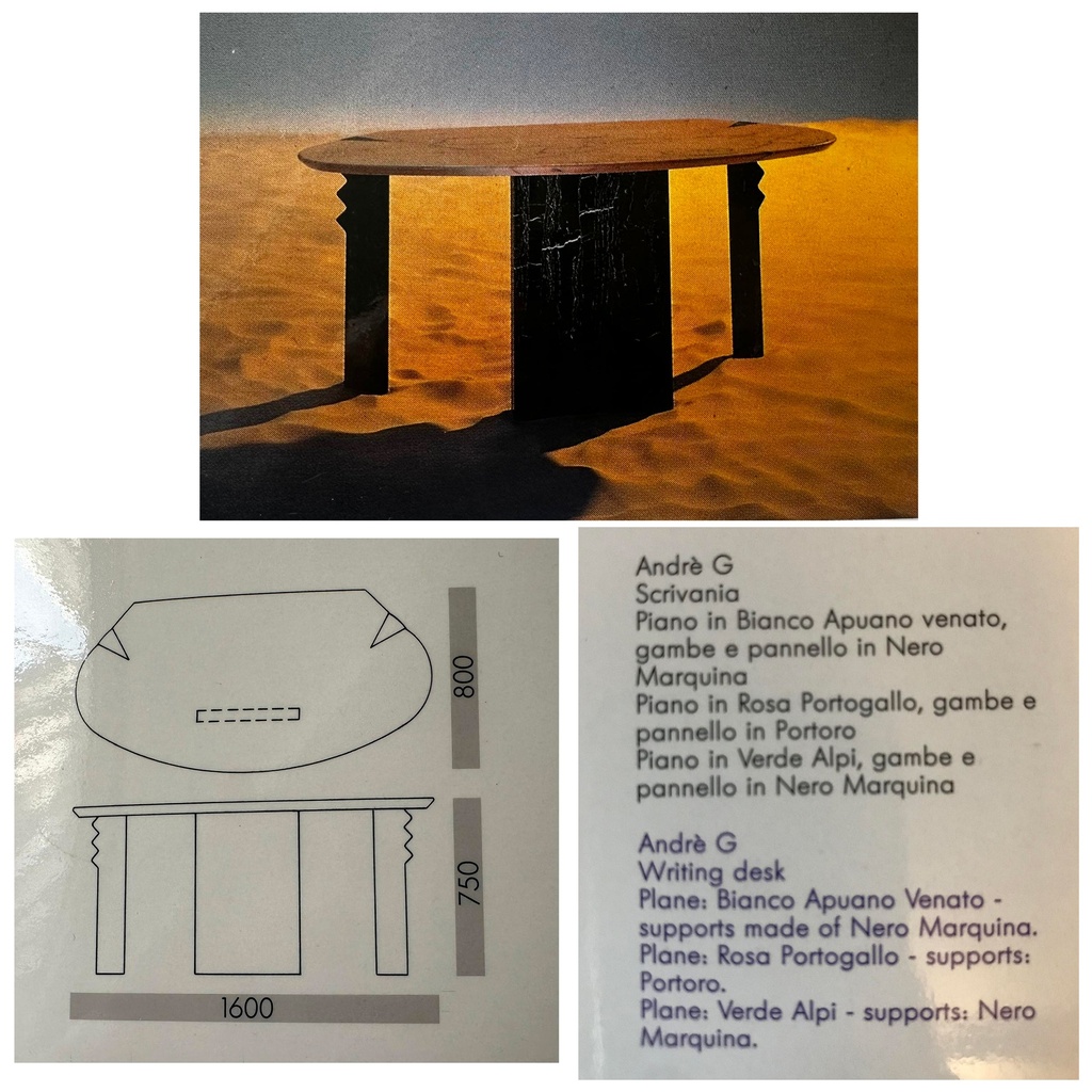 Consolle da parete in marmo rosa e nero, 1980 ca.