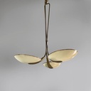 Lampadario in vetro e ottone, 1950 ca.