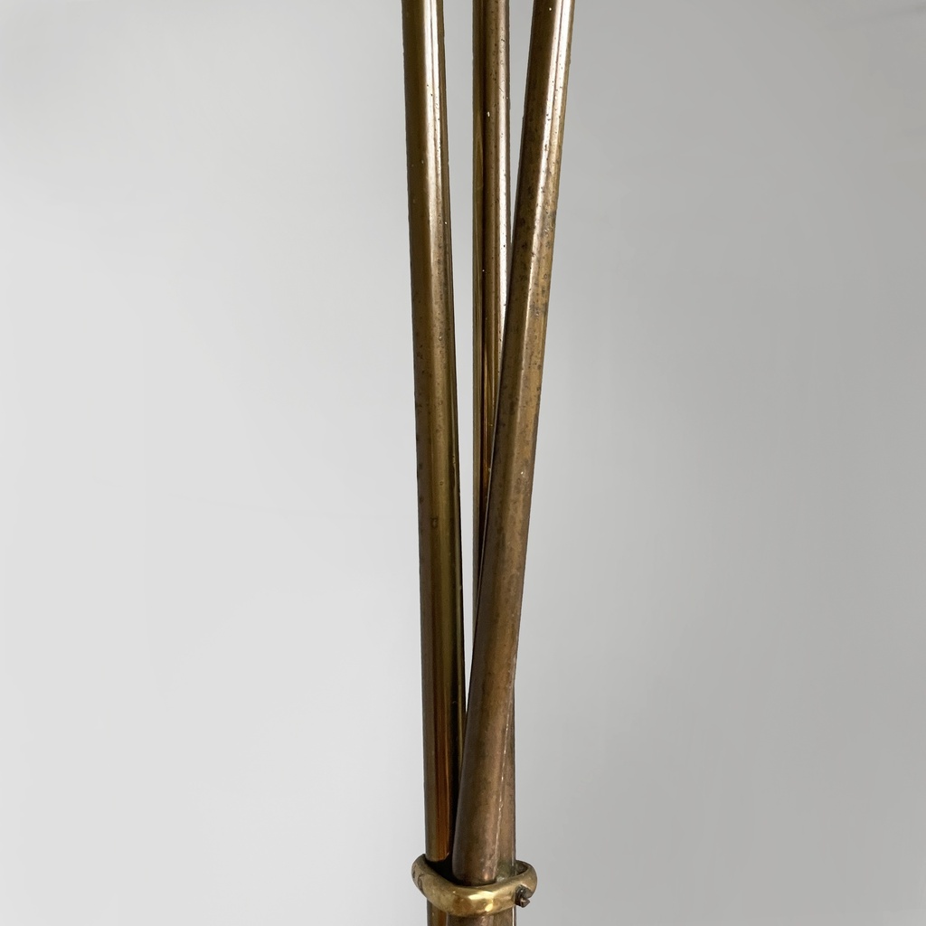 Lampadario in vetro e ottone, 1950 ca.