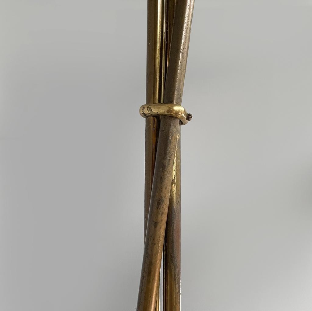 Lampadario in vetro e ottone, 1950 ca.