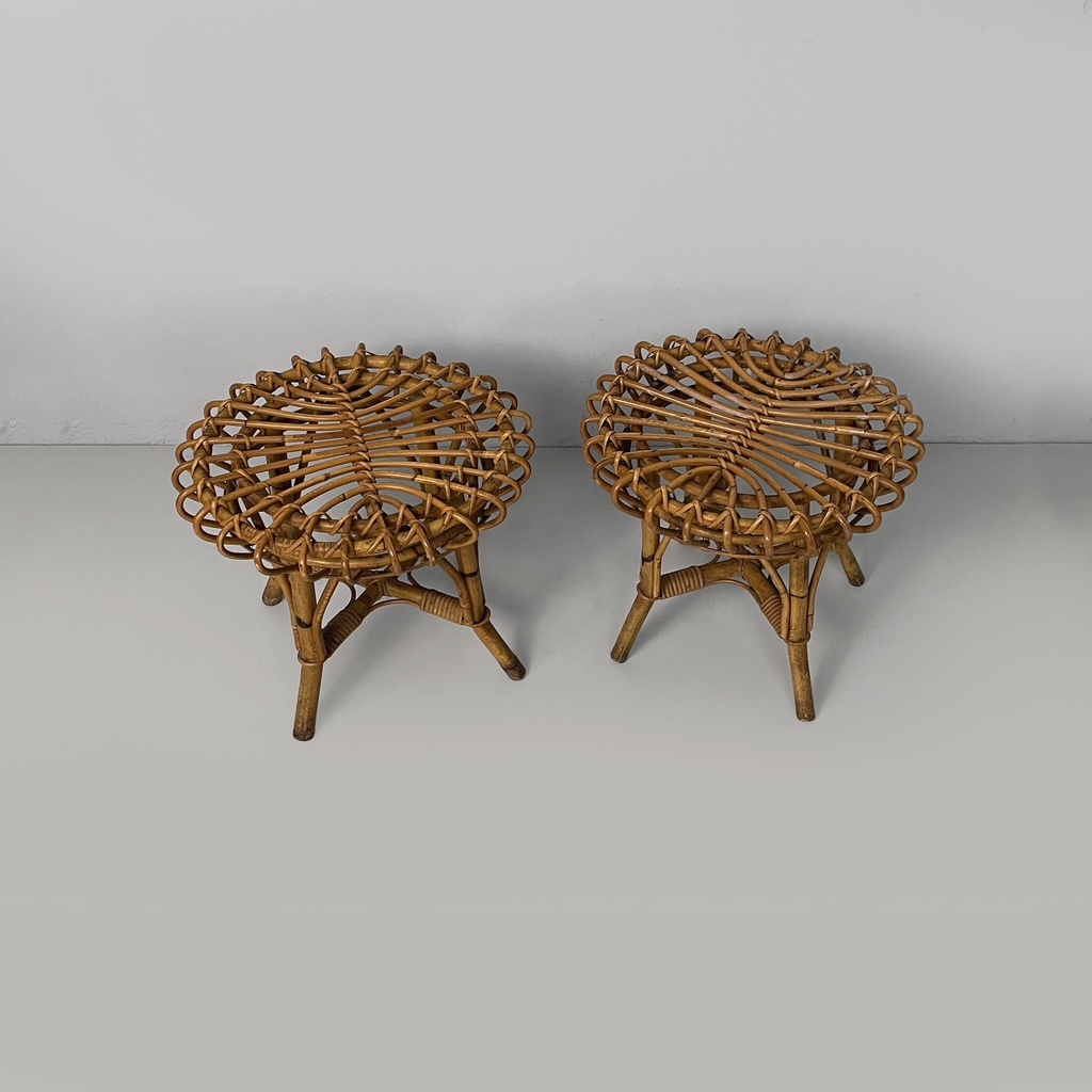 Sgabelli in rattan, 1960 ca.