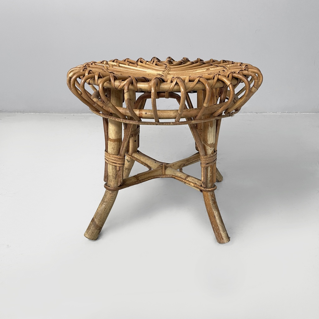 Sgabello in rattan, 1960 ca.