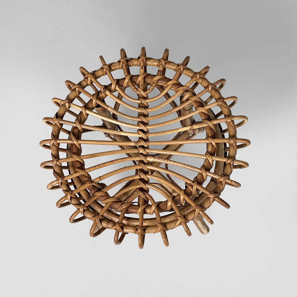 Sgabello in rattan, 1960 ca.