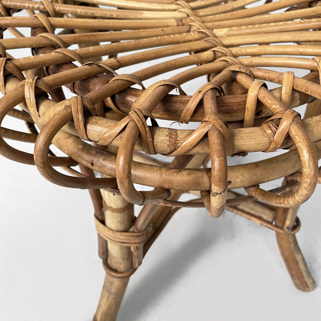 Sgabello in rattan, 1960 ca.