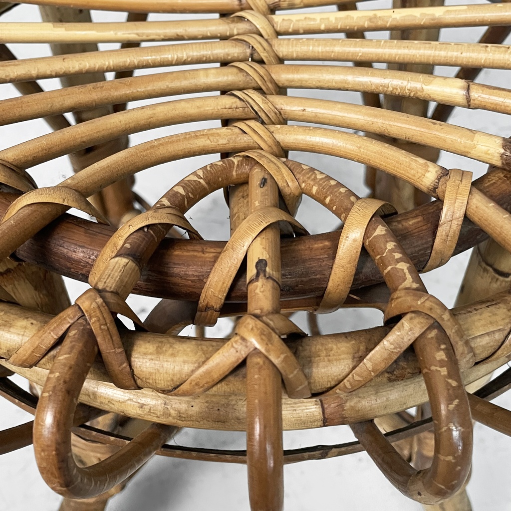 Sgabello in rattan, 1960 ca.