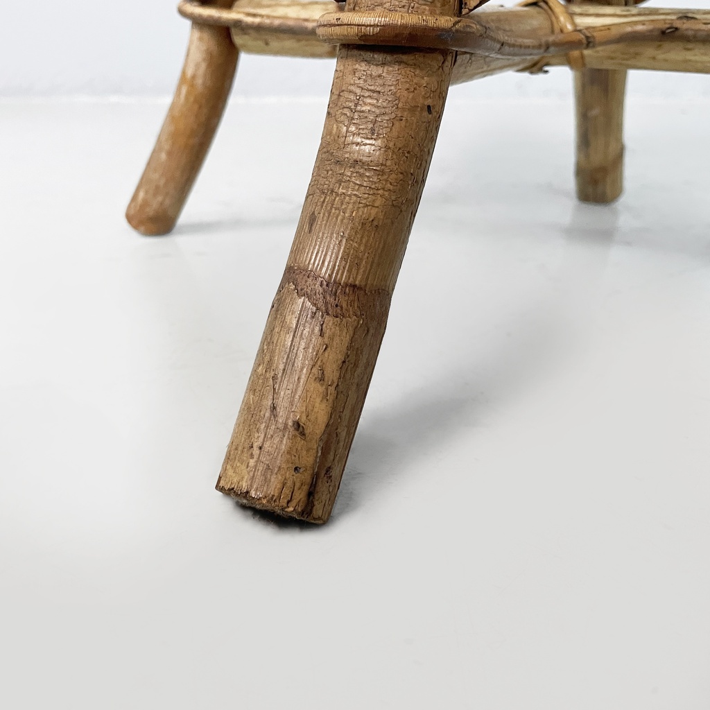 Sgabello in rattan, 1960 ca.