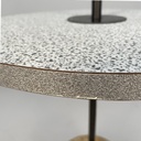 Tavolo da caffè in metallo, formica e travertino, 1980 ca. 