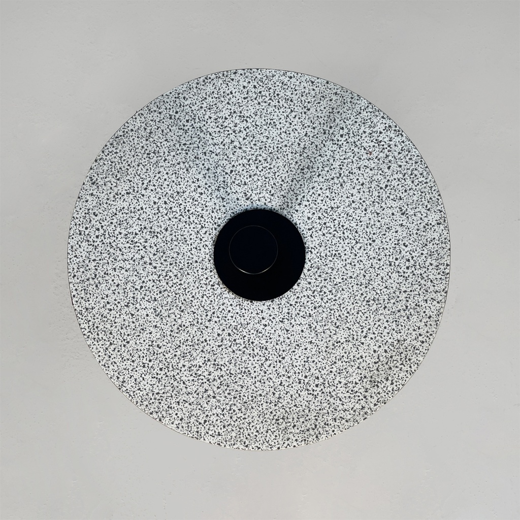 Tavolo da caffè in metallo, formica e travertino, 1980 ca. 
