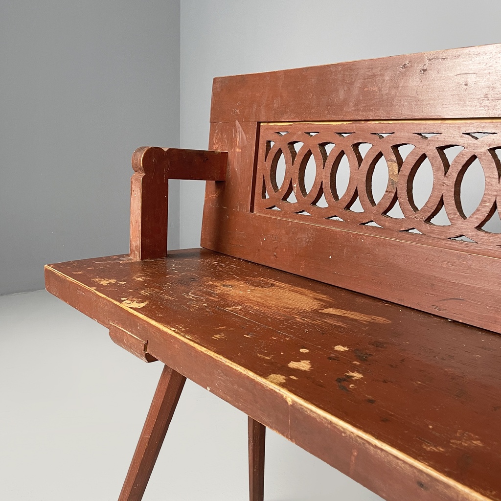 Panca in legno rosso, 1930 ca.