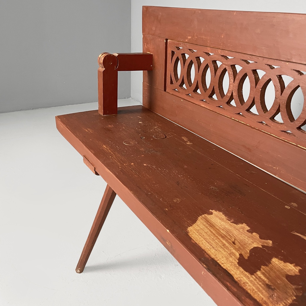 Panca in legno rosso, 1930 ca.