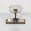 Centrotavola liberty in metallo e vetro, 1930 ca